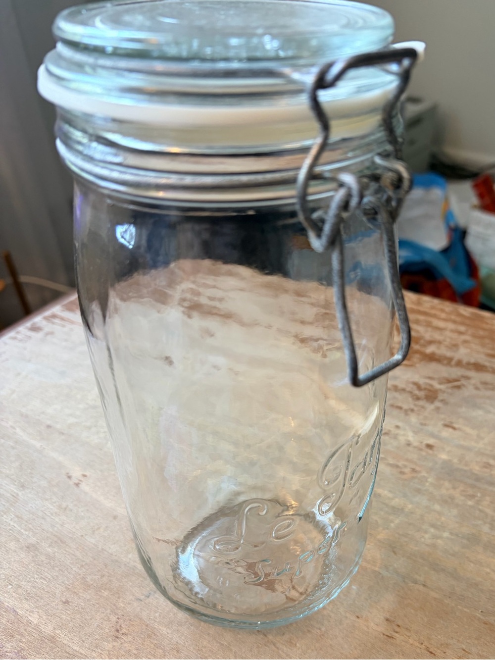 Vintage Le Parfait Super Glass Canning Jar Wire Bail Made in France
